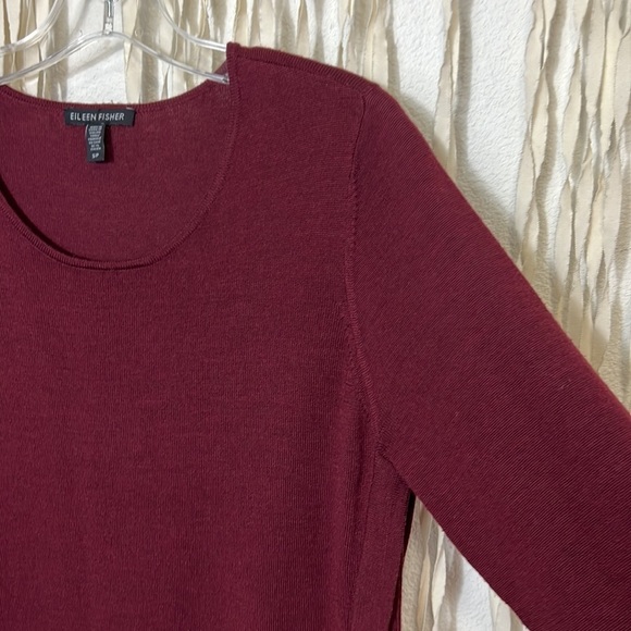 Eileen Fisher Burgundy Knit Merino Wool Sweater Dress Size Small - Picture 6 of 10